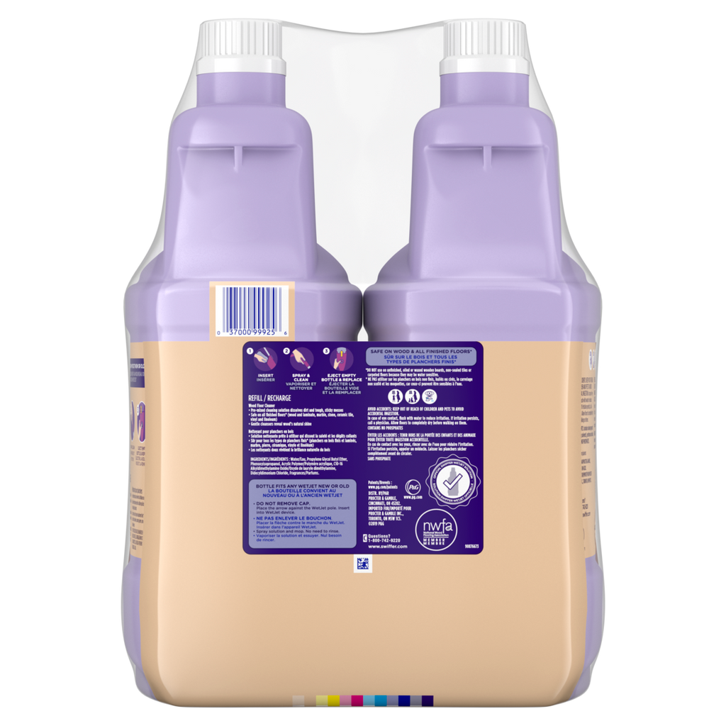 Swiffer WetJet Spray Mop Quickdry Formula Liquid Wood Floor Cleaner Refill Assembled In The Usa 2-Pack - (2x42.2)oz/3pk
