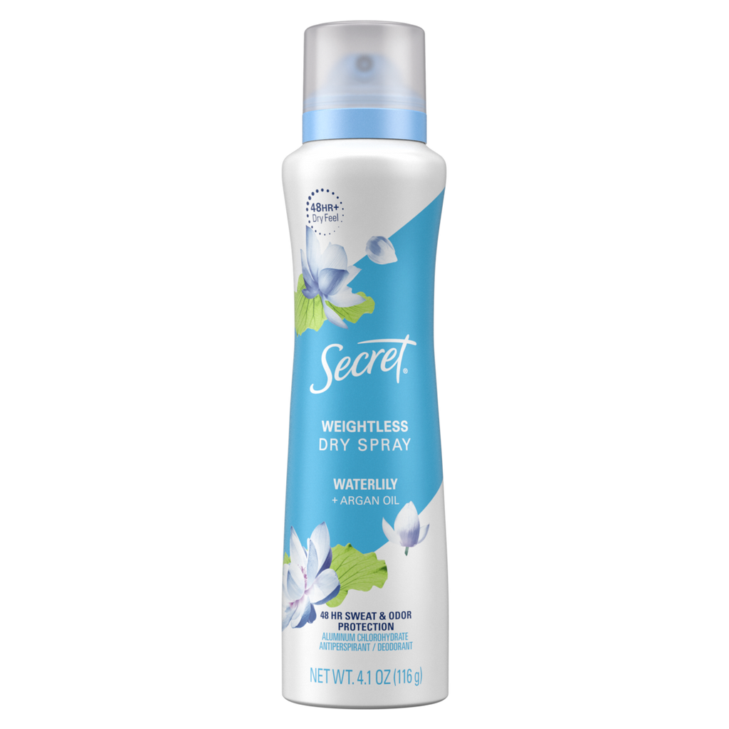 Secret Dry Spray Antiperspirant and Deodorant for Women Waterlily and Argan Oil - 4.1oz/12pk
