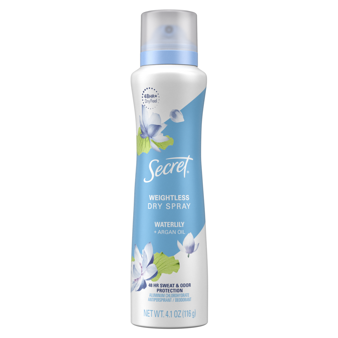 Secret Dry Spray Antiperspirant and Deodorant for Women Waterlily and Argan Oil - 4.1oz/12pk