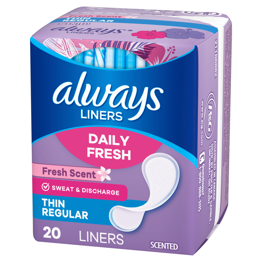 Always Daily Fresh Thin Liners Regular Absorbency Scented Panty Liners - 20ct/24pk