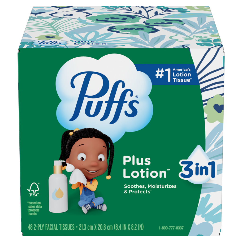 Puffs Plus Lotion Facial Tissue 1 Cube  48 Tissues Per Box - 48ct/18pk