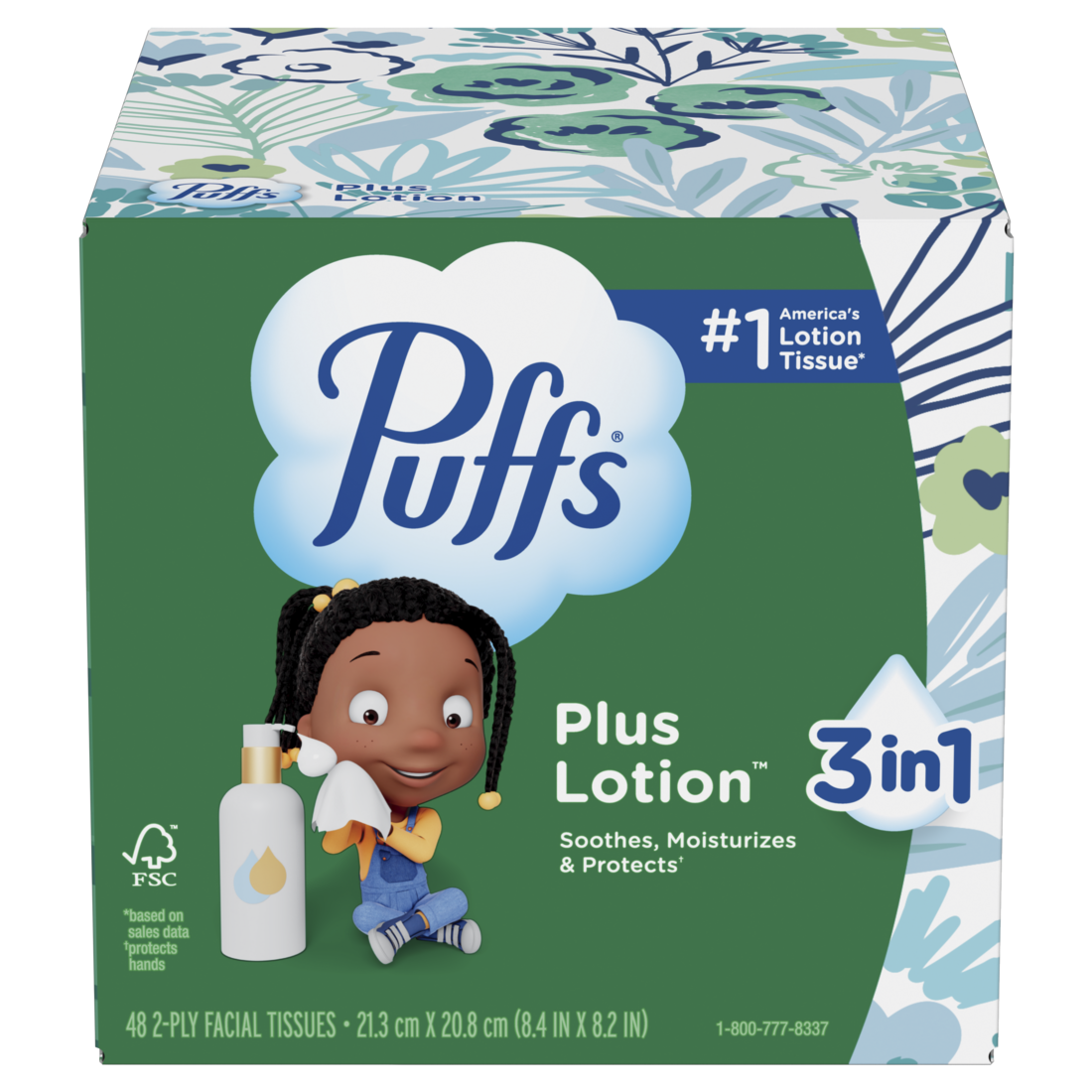 Puffs Plus Lotion Facial Tissue 1 Cube  48 Tissues Per Box - 48ct/18pk