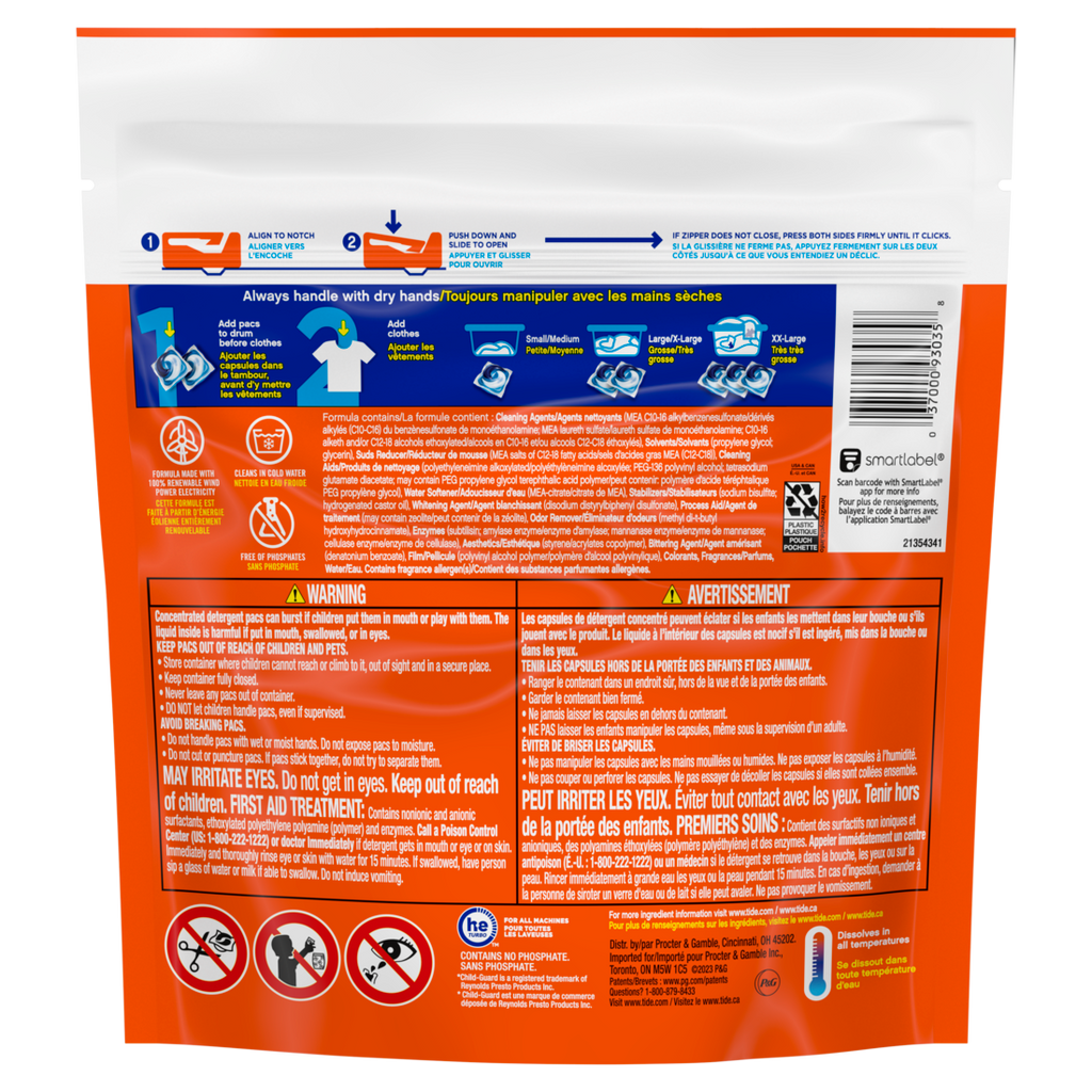 Tide Pods Laundry Detergent Original Scent 3-in-1 Stain Remover Odor Fighter Color Protector Concentrated Laundry Soap Pacs - 16ct/6pk
