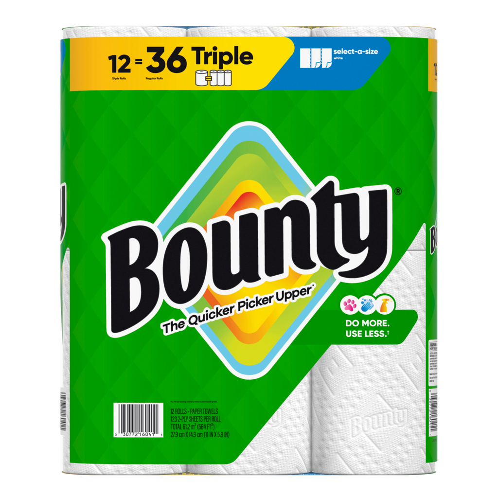 Bounty Paper Towels Select-A-Size White 12 Triple Rolls 123 Sheets Per Roll - 12ct/1pk