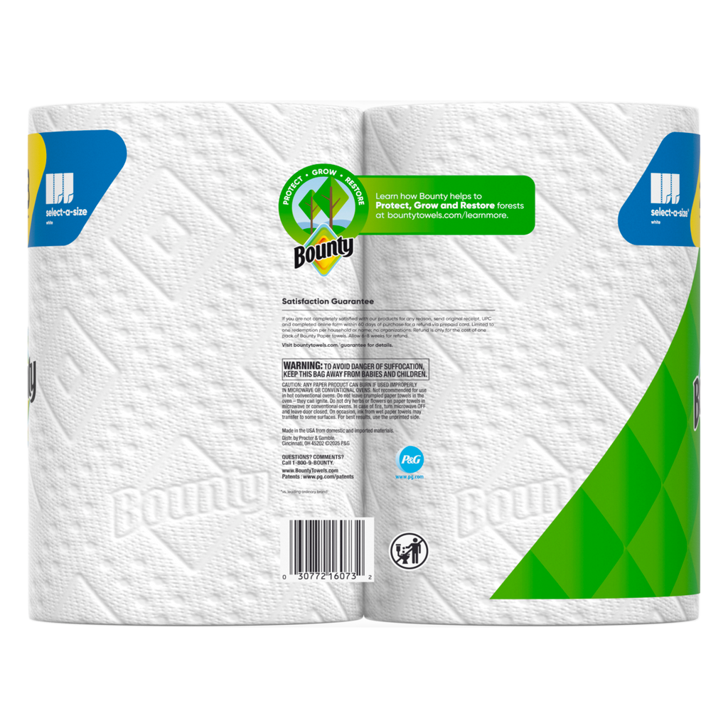 Bounty Paper Towels Select-A-Size White 2 Mega Rolls 164 Sheets Per Roll - 2ct/6pk