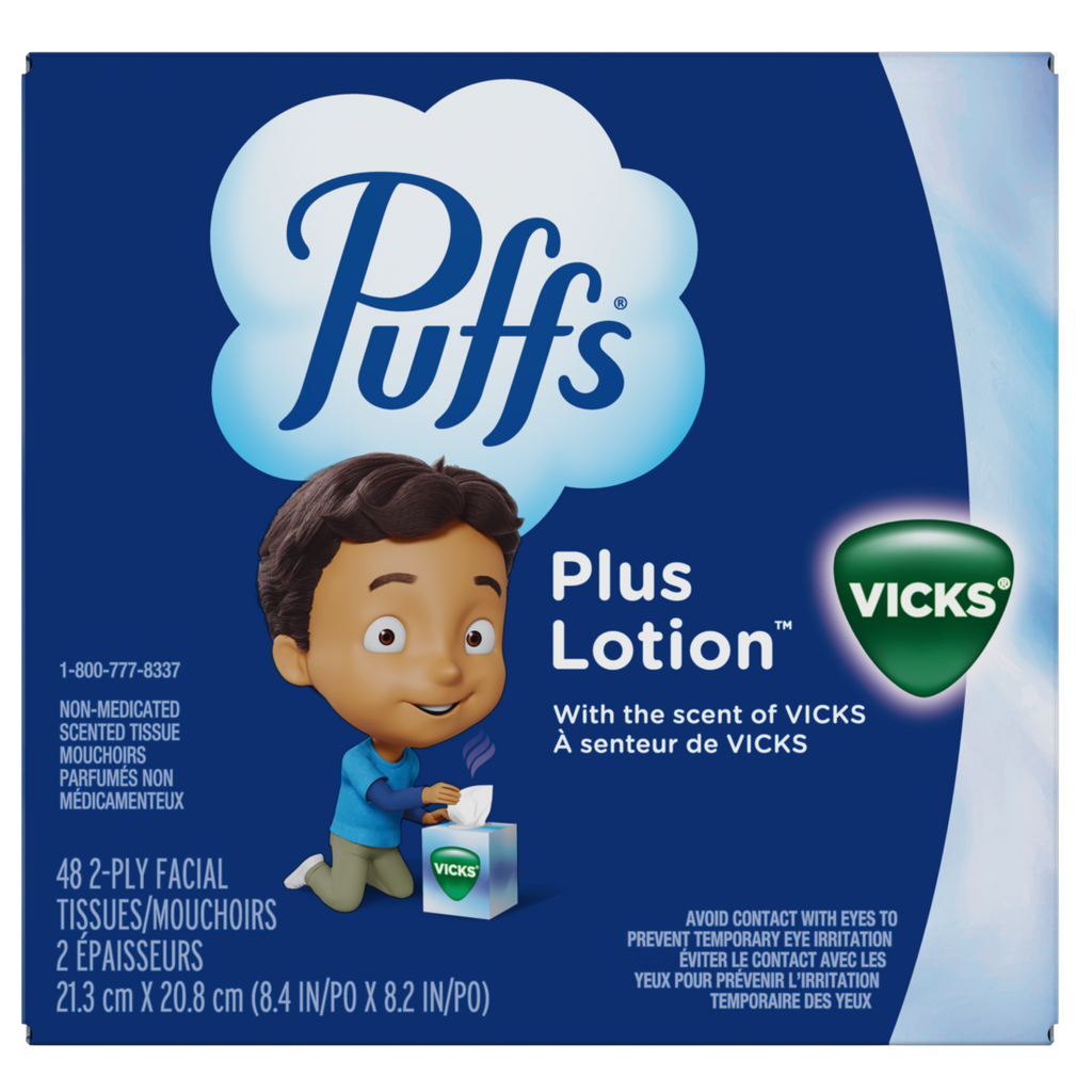 Puffs Plus Lotion With The Scent Of Vick's Facial Tissues 1 Cube 48 Tissues Per Box - 48ct/24pk