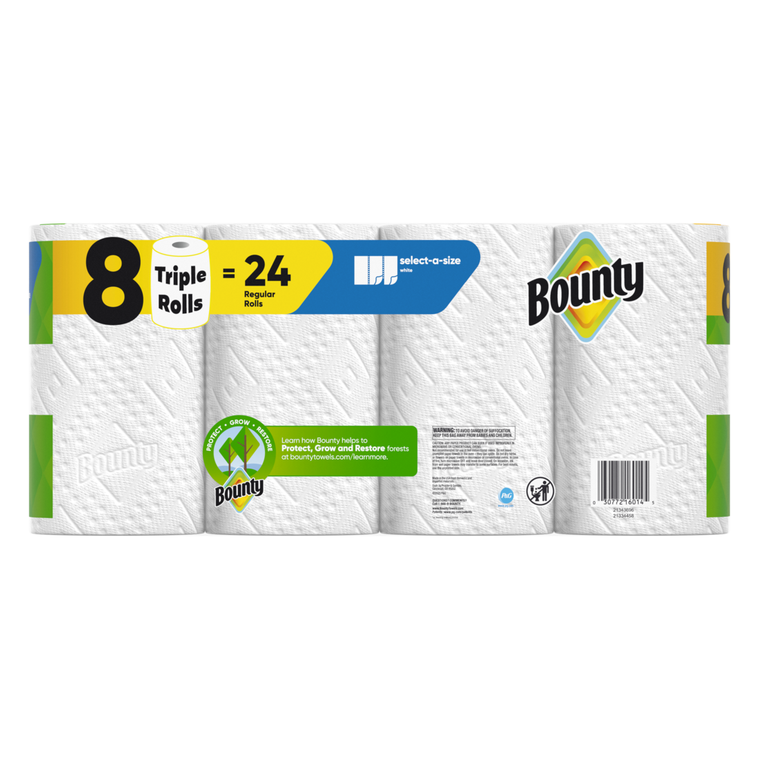 Bounty Paper Towels Select-A-Size White 8 Triple Rolls 123 Sheets Per Roll - 8ct/1pk