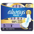 Always Maxi Overnight Pads With Wings For Women Size 5 Extra Heavy Overnight Absorbency Unscented - 20ct/6pk