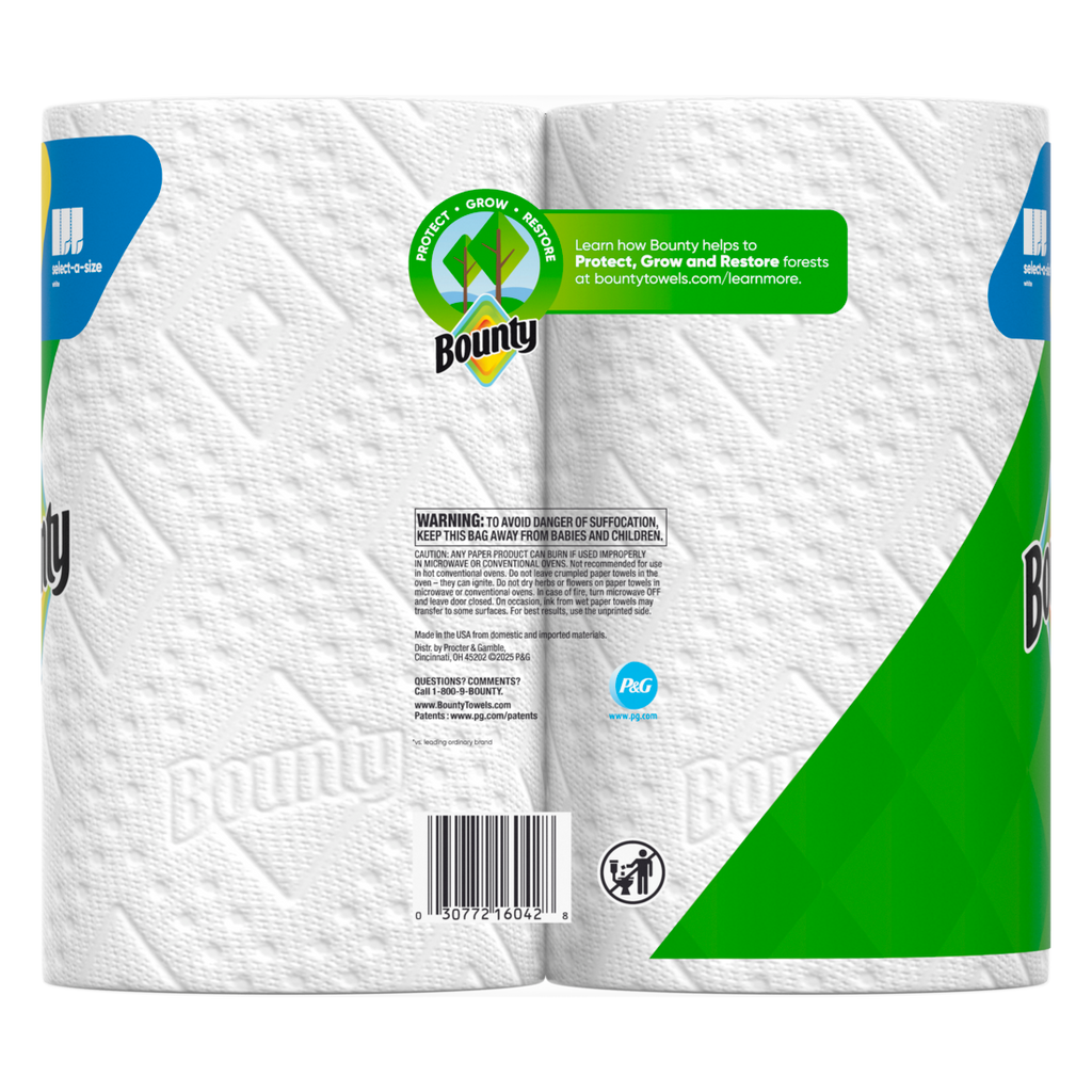 Bounty Paper Towels Select-A-Size White 2 Triple Rolls 123 Sheets Per Roll - 2ct/6pk