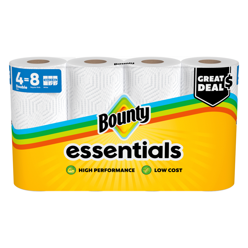 Bounty Paper Towels Essentials Select-A-Size 4 Double Rolls White 108 Sheets Per Roll - 4ct/6pk
