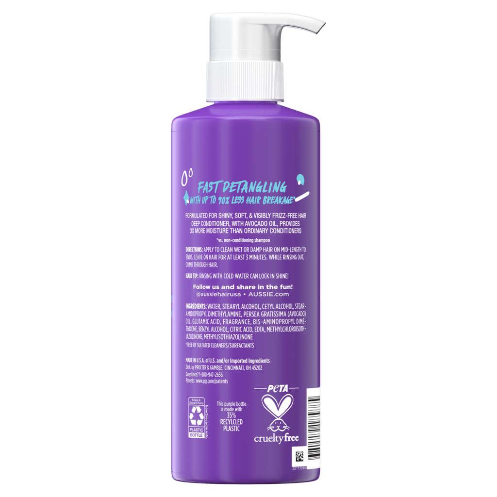 Aussie 3 Minute Miracle Moist Detangling Deep Conditioner Treatment With Avocado Oil Paraben And Sulfate Free - 16.0oz/6pk