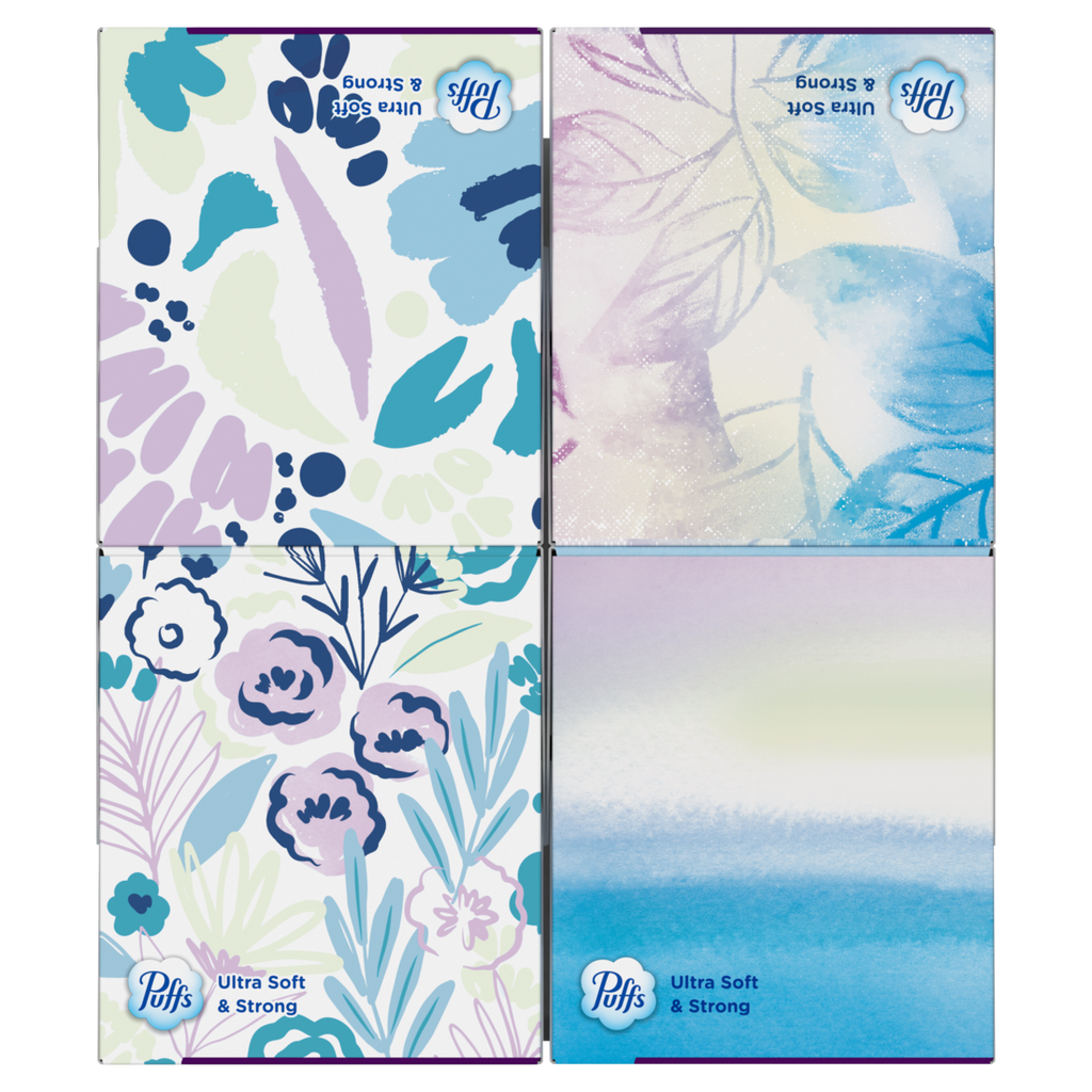 Puffs Ultra Soft Facial Tissues 4 Mega Cube Box 72 Facial Tissues Per Box - 288ct/6pk
