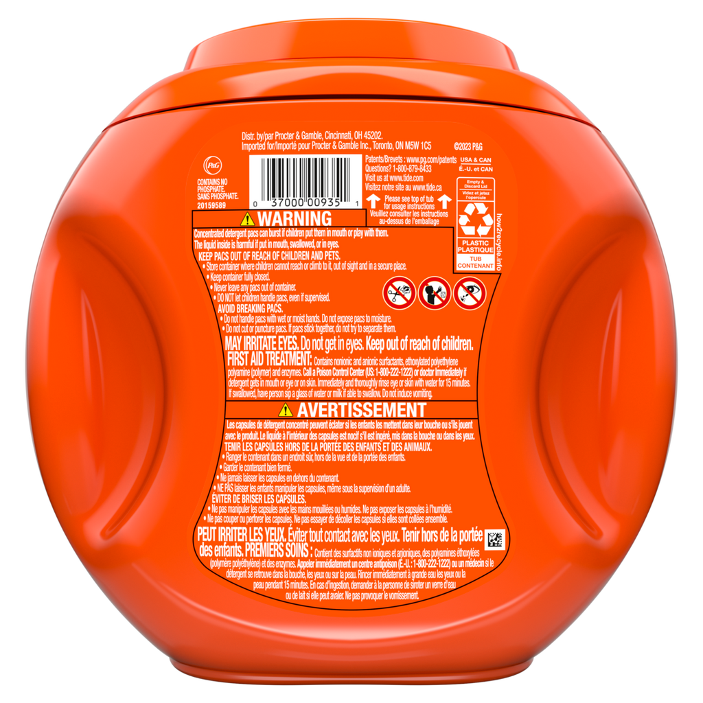Tide Pods Laundry Detergent Pacs 3-in-1 Stain Remover Odor Fighter Color Protector HE Compatible Original Scent - 57ct/4pk