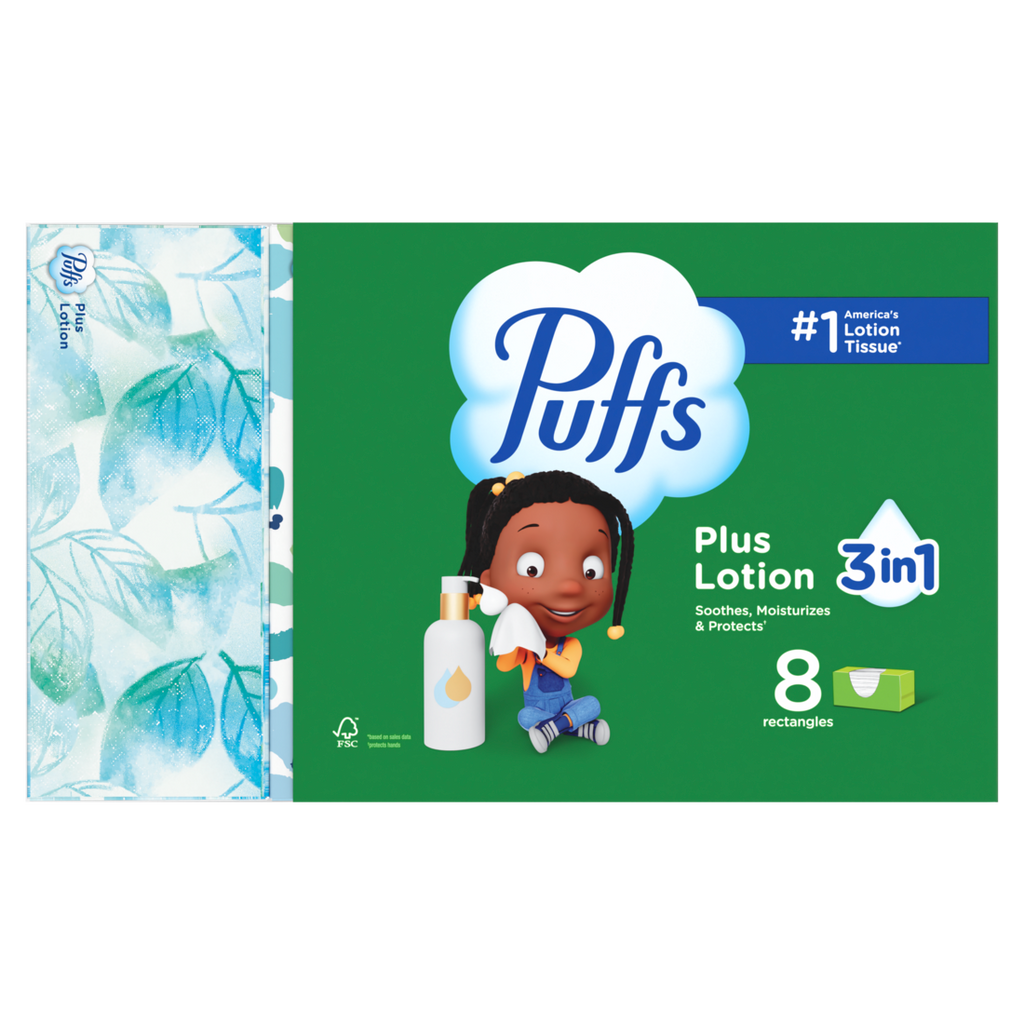 Puffs Plus Lotion Facial Tissue 8 Family Boxes 124 Tissues Per Box - 992ct/4pk