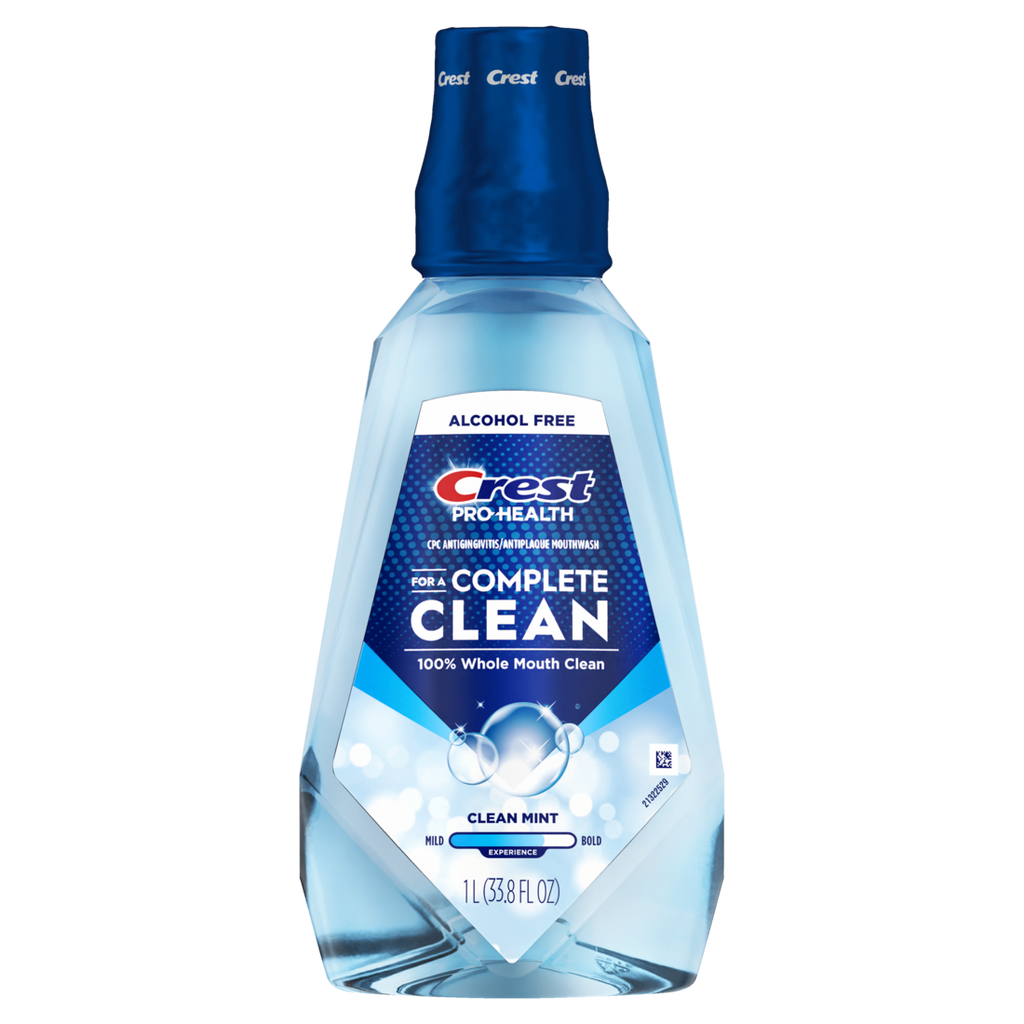 Crest Mouthwash Pro Health Complete Clean CPC (Cetylpyridinium Chloride) Antigingivitis/Antiplaque Alcohol Free Clean Mint 1L - 33.8oz/6pk