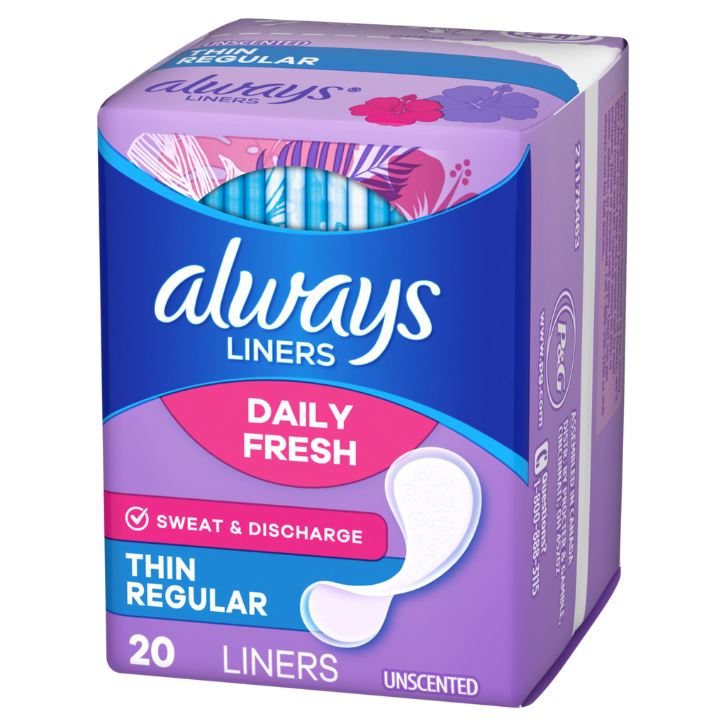 Always Daily Fresh Thin Liners Regular Absorbency Unscented Panty Liners - 20ct/24pk