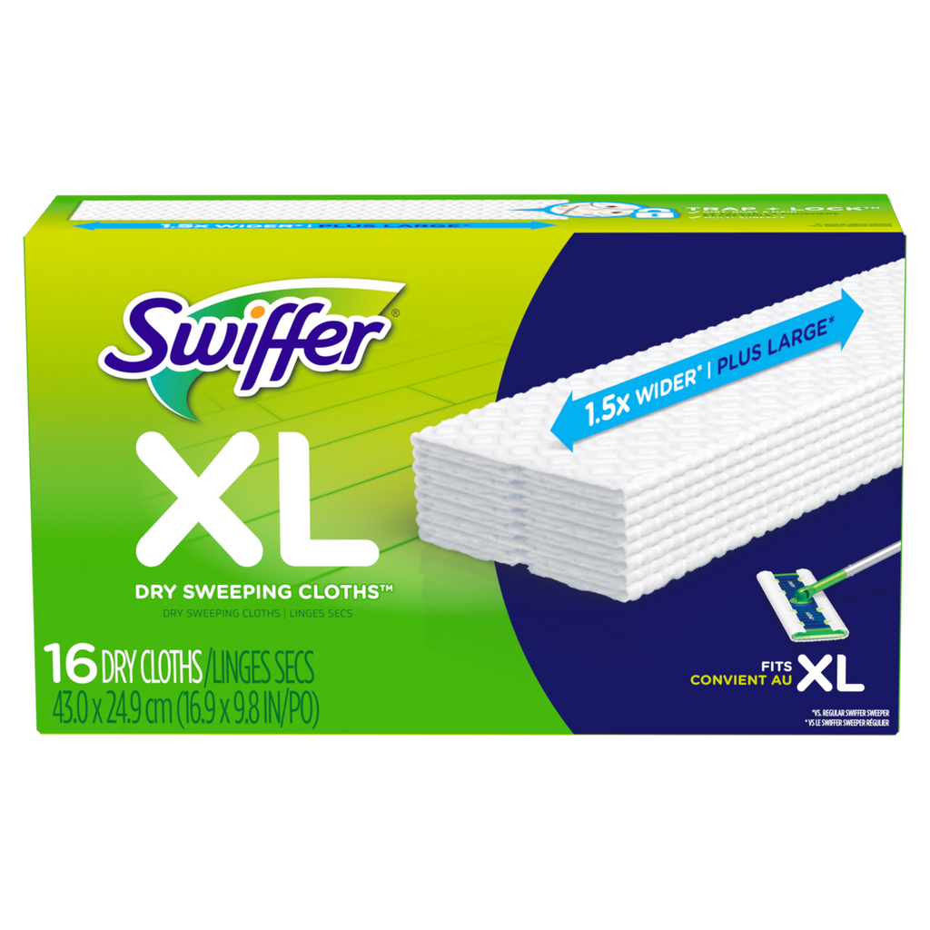 Swiffer Sweep + Mop Xl Dry Pads Refill Floor Cleaner Cleaning Cloths Unscented - 16ct/4pk