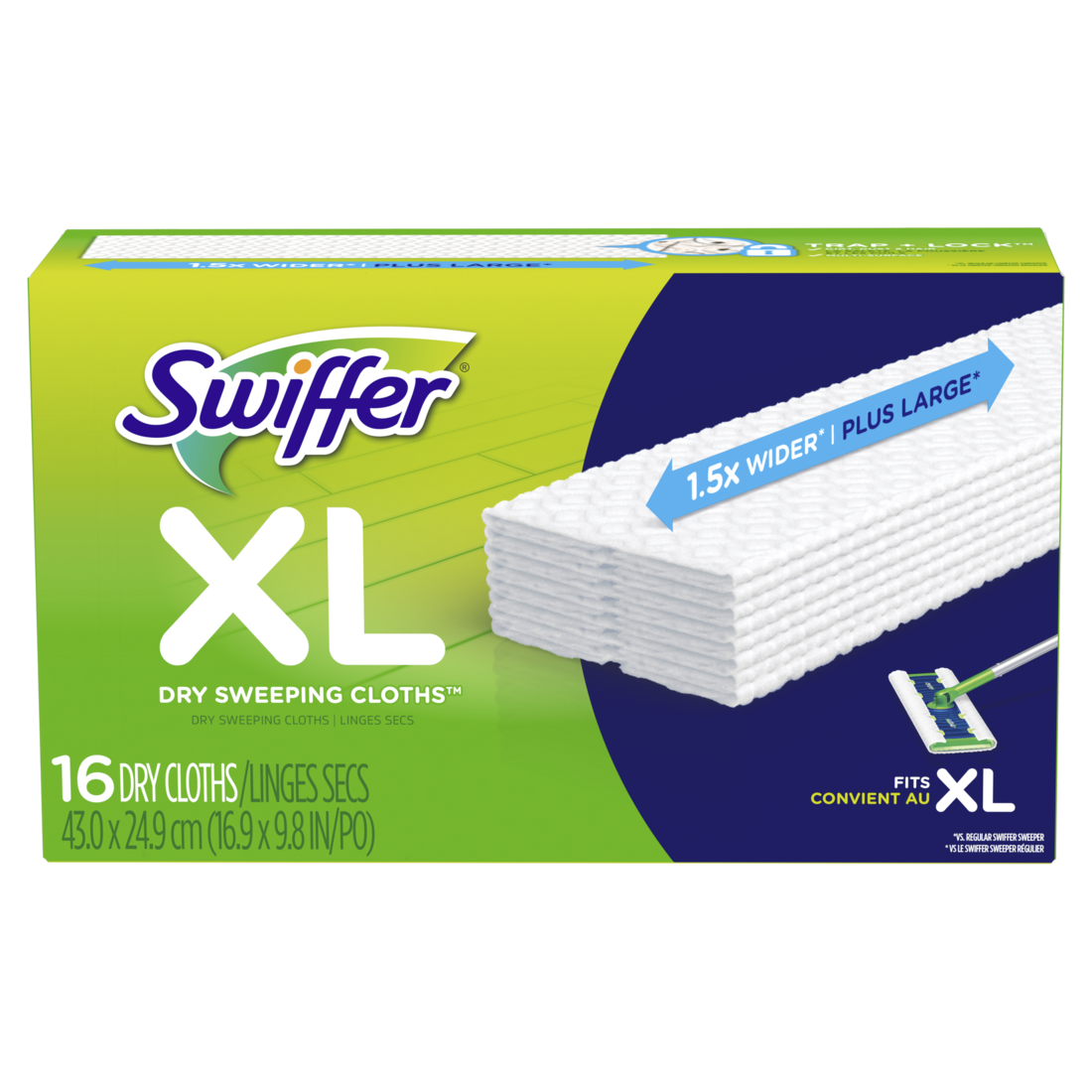 Swiffer Sweep + Mop Xl Dry Pads Refill Floor Cleaner Cleaning Cloths Unscented - 16ct/4pk