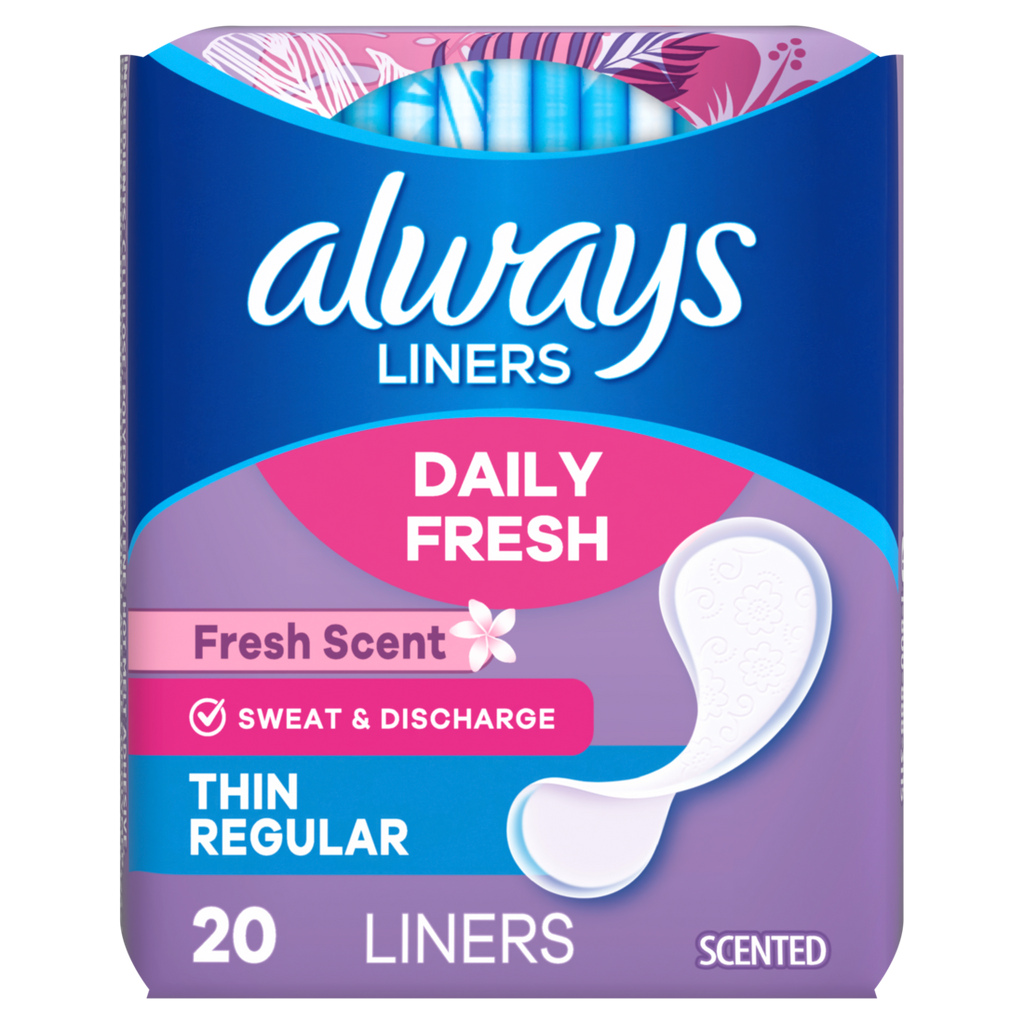 Always Daily Fresh Thin Liners Regular Absorbency Scented Panty Liners - 20ct/24pk