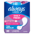 Always Daily Fresh Thin Liners Regular Absorbency Scented Panty Liners - 20ct/24pk
