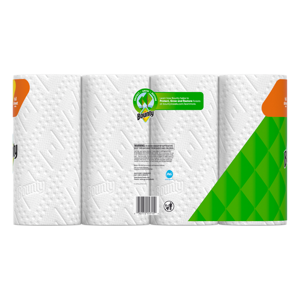 Bounty Paper Towels Full Sheet White 4 Double Rolls 50 Sheets Per Roll - 4ct/6pk