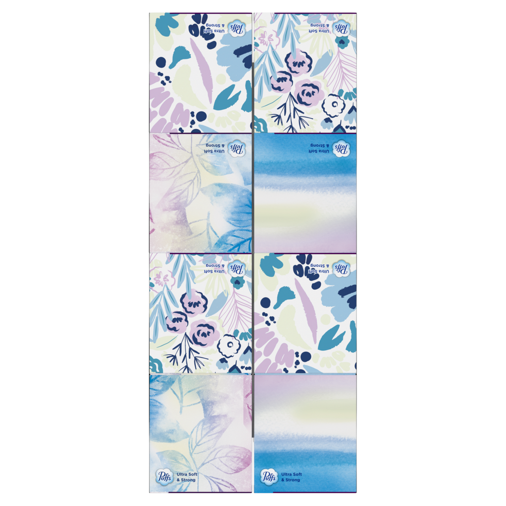 Puffs Ultra Soft Facial Tissues 8 Mega Cube Box 72 Facial Tissues Per Box - 576ct/3pk