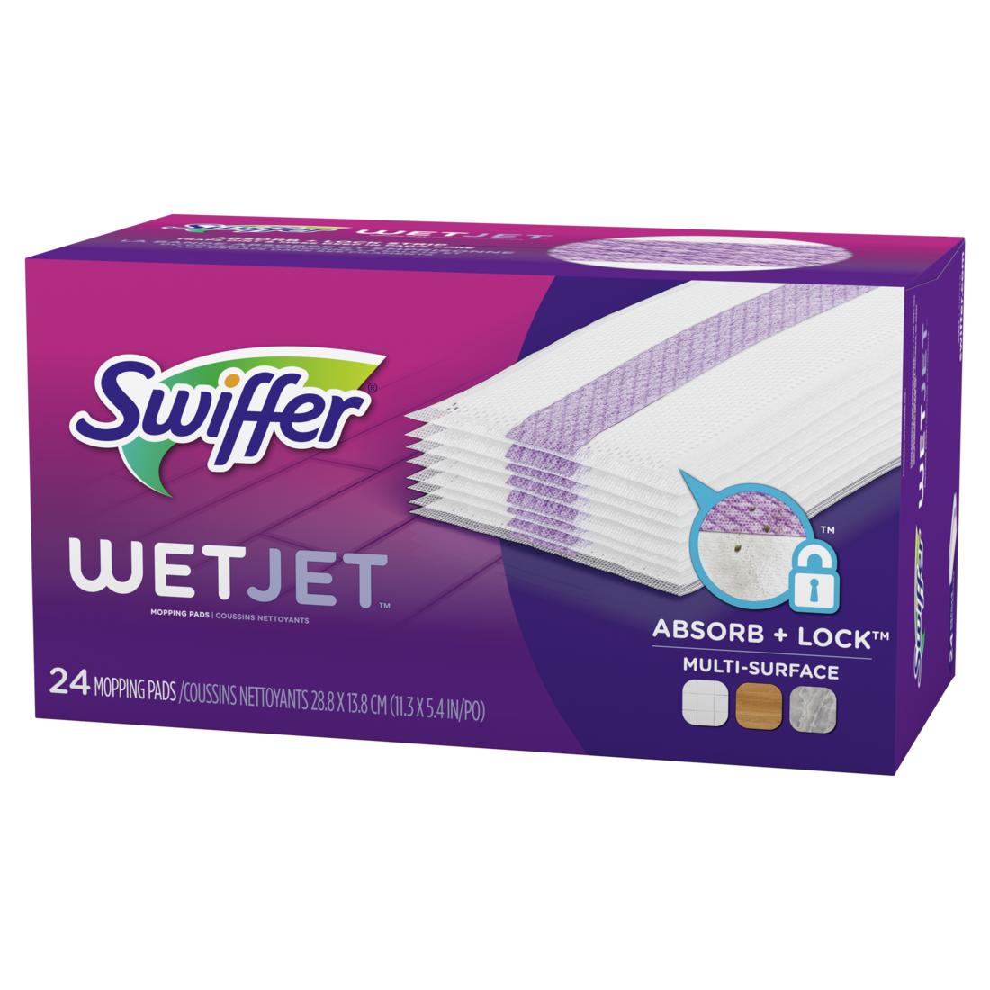 Swiffer Wet Jet Mop Cleaning Pads Refill Floor Cleaner For Mopping Wood Laminate Tile - 24ct/4pk
