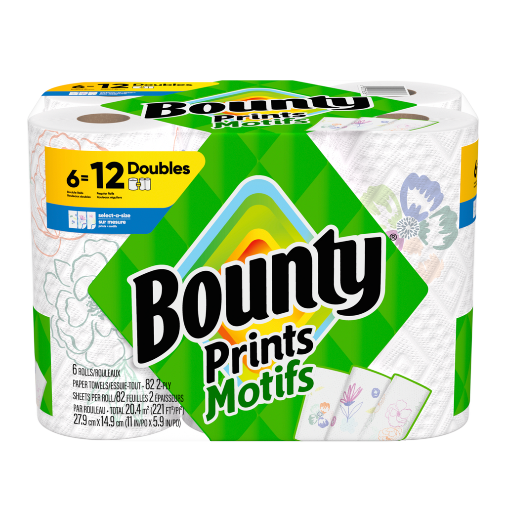 Bounty Paper Towels Select-A-Size Print 6 Double Rolls 82 Sheets Per Roll - 6ct/1pk