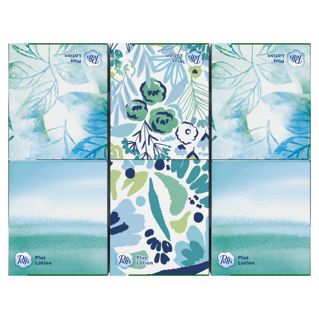 Puffs Plus Lotion Facial Tissue 6 Mega Cubes 72 Tissues Per Box - 432ct/4pk