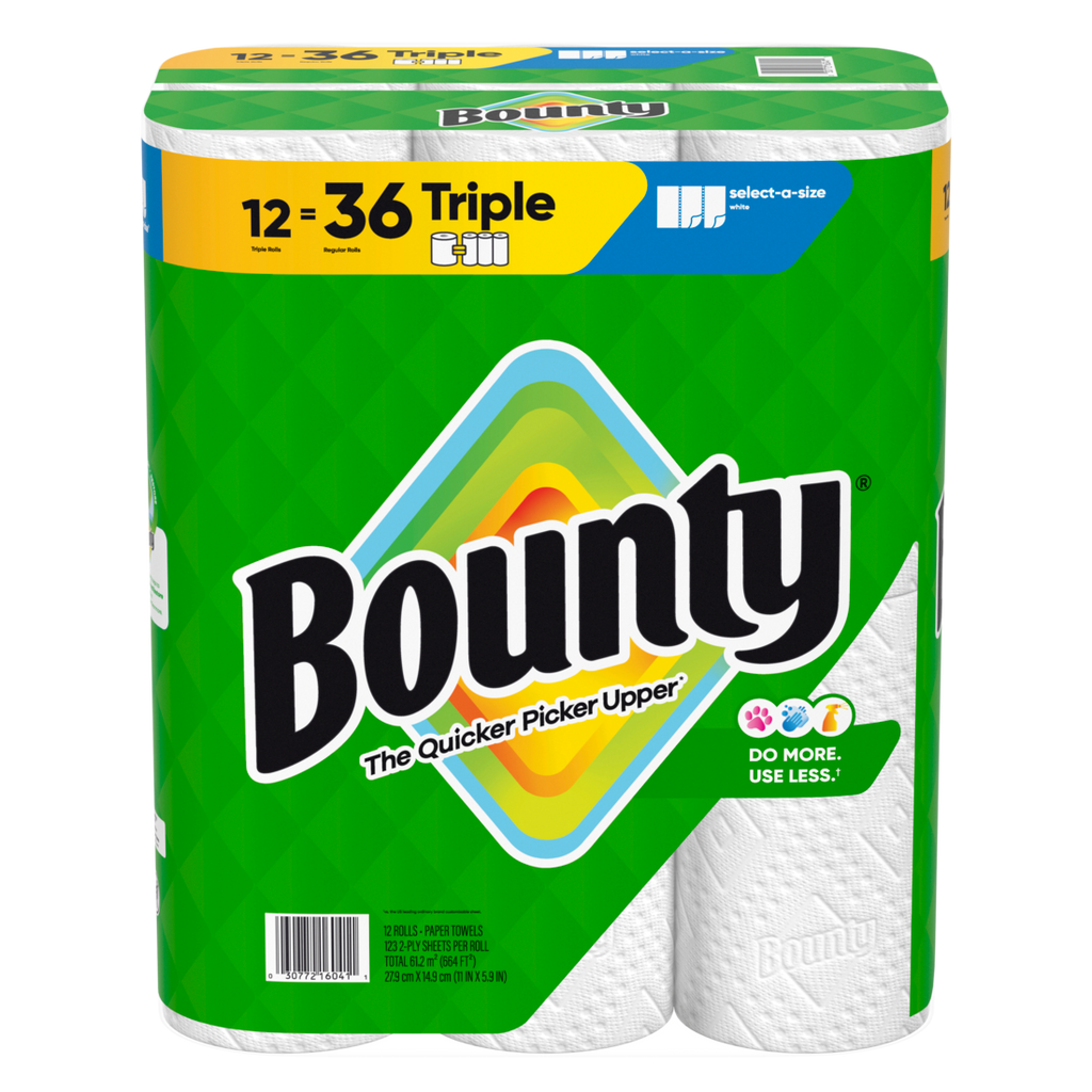 Bounty Paper Towels Select-A-Size White 12 Triple Rolls 123 Sheets Per Roll - 12ct/1pk