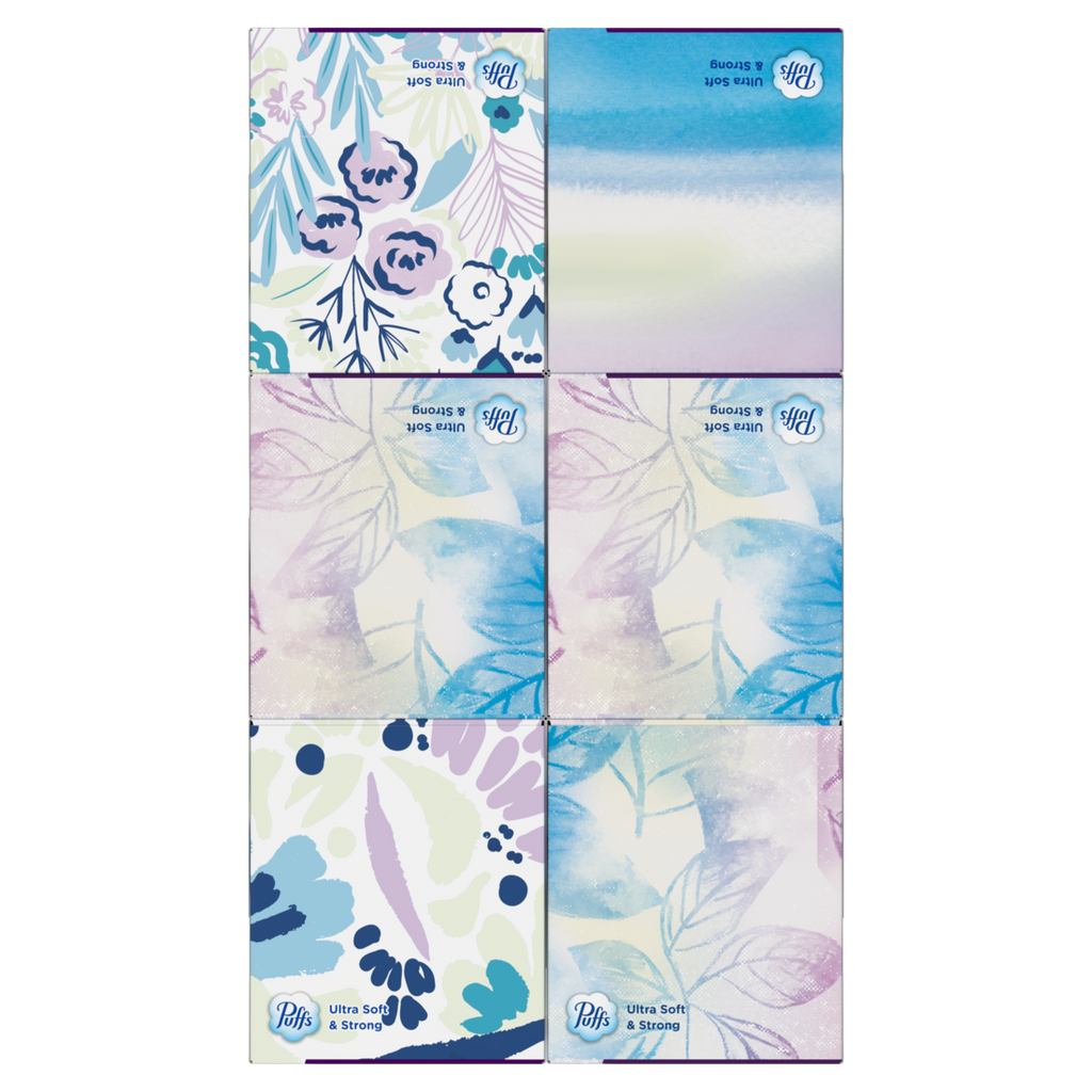Puffs Ultra Soft Facial Tissuess 6 Mega Cubes 72 Facial Tissues Per Box - 432ct/4pk