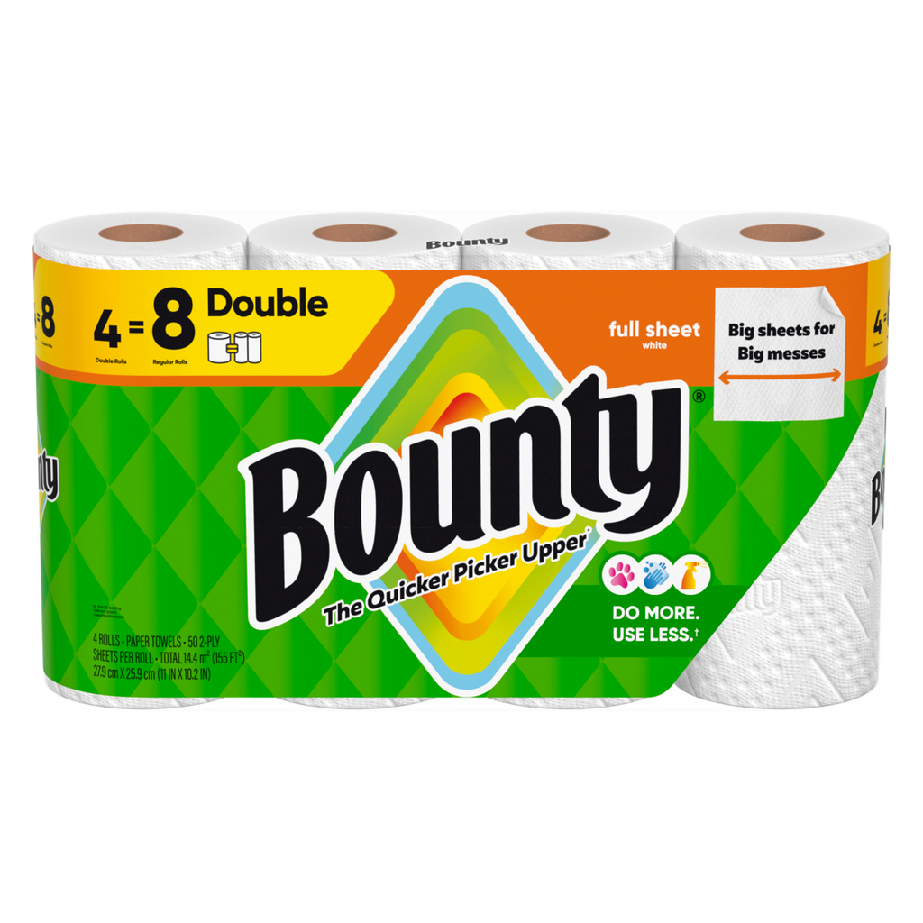 Bounty Paper Towels Full Sheet White 4 Double Rolls 50 Sheets Per Roll - 4ct/6pk