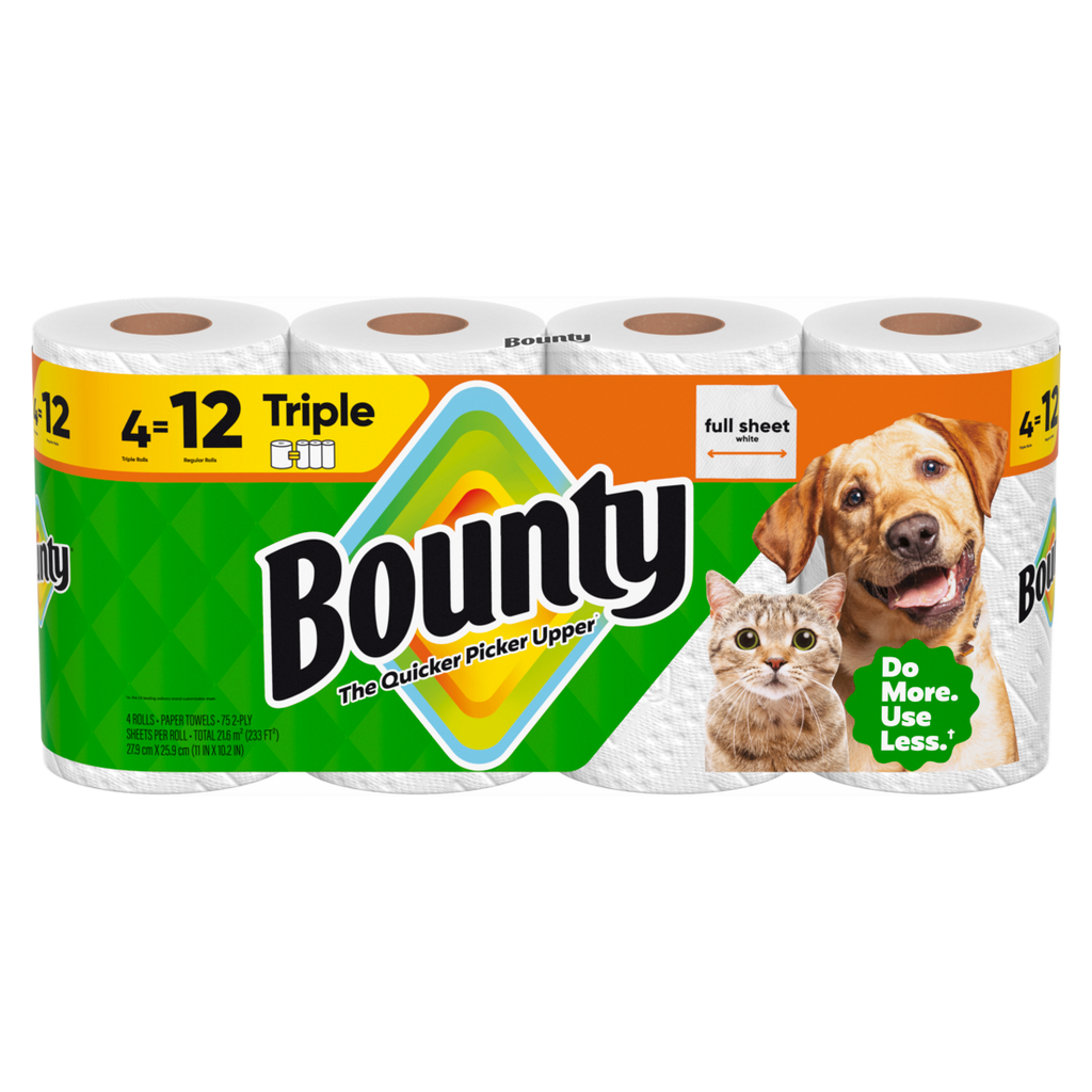 Bounty Paper Towels Full Sheet White 4 Triple Rolls 75 Sheets Per Roll - 4ct/6pk