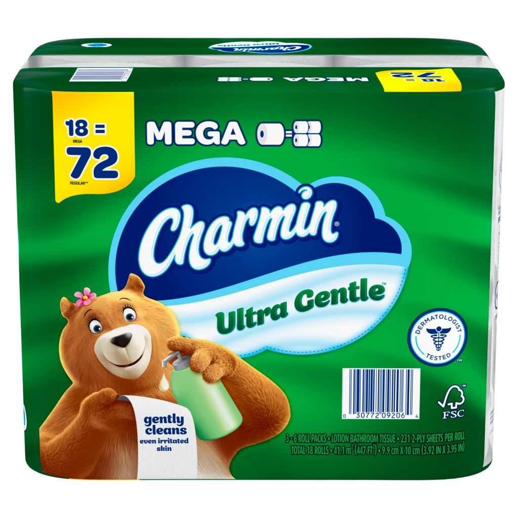 Charmin Toilet Paper Ultra Gentle 18 Mega Rolls 2-Ply Bath Tissue 231 Sheets Per Roll - 18ct/1pk