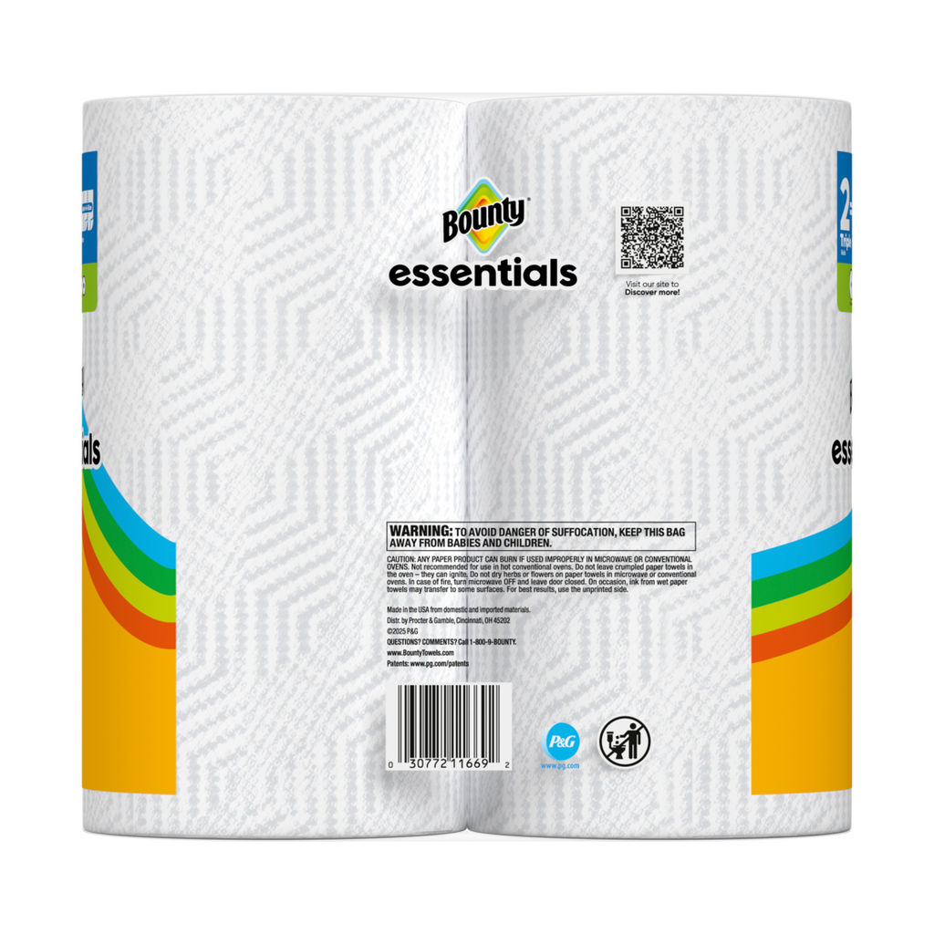 Bounty Paper Towels Essentials Select-A-Size 2 Triple Rolls White 162 Sheets Per Roll - 2ct/6pk