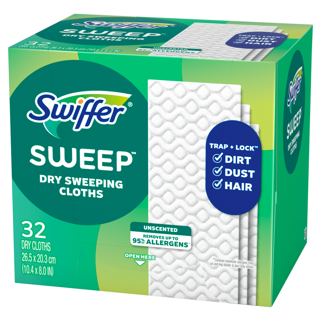 Swiffer Sweep + Mop Dry Pads Refill Floor Cleaner Cleaning Cloths Unscented - 32ct/4pk