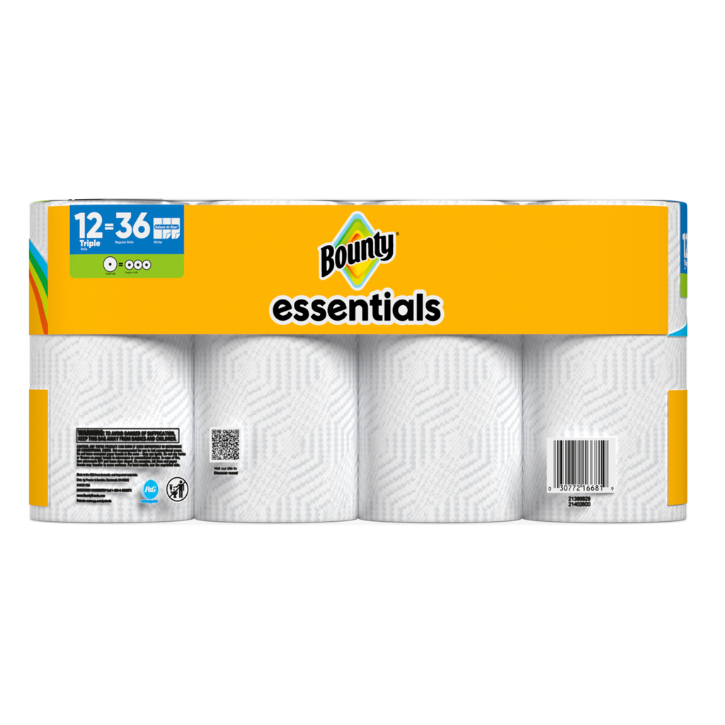 Bounty Paper Towels Essentials Select-A-Size 12 Double Rolls White 162 Sheets Per Roll - 12ct/1pk