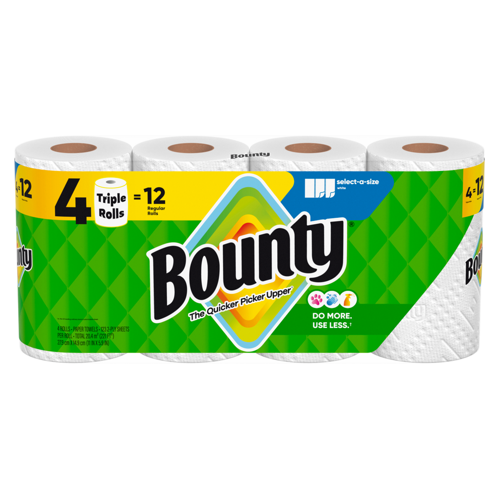 Bounty Paper Towels Select-A-Size White 4 Triple Rolls 123 Sheets Per Roll - 4ct/6pk