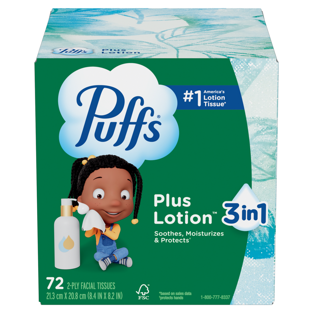 Puffs Plus Lotion Facial Tissue 1 Mega Cube 72 Tissues Per Box - 72ct/24pk