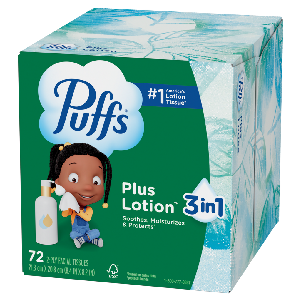 Puffs Plus Lotion Facial Tissue 1 Mega Cube 72 Tissues Per Box - 72ct/18pk