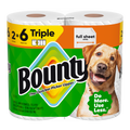 Bounty Paper Towels Full Sheet White 2 Triple Rolls 75 Sheets Per Roll - 2ct/6pk