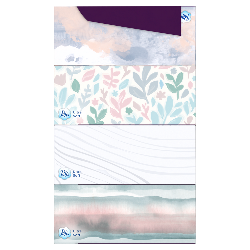 Puffs Ultra Soft Facial Tissues 4 Family Size Boxes 124 Facial Tissues Per Box - 496ct/6pk