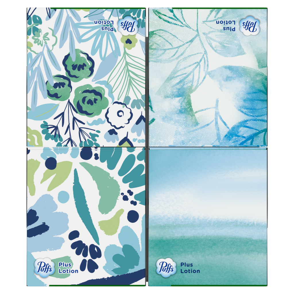 Puffs Plus Lotion Facial Tissue 4 Mega Cube Boxes 72 Tissues Per Box - 288ct/6pk