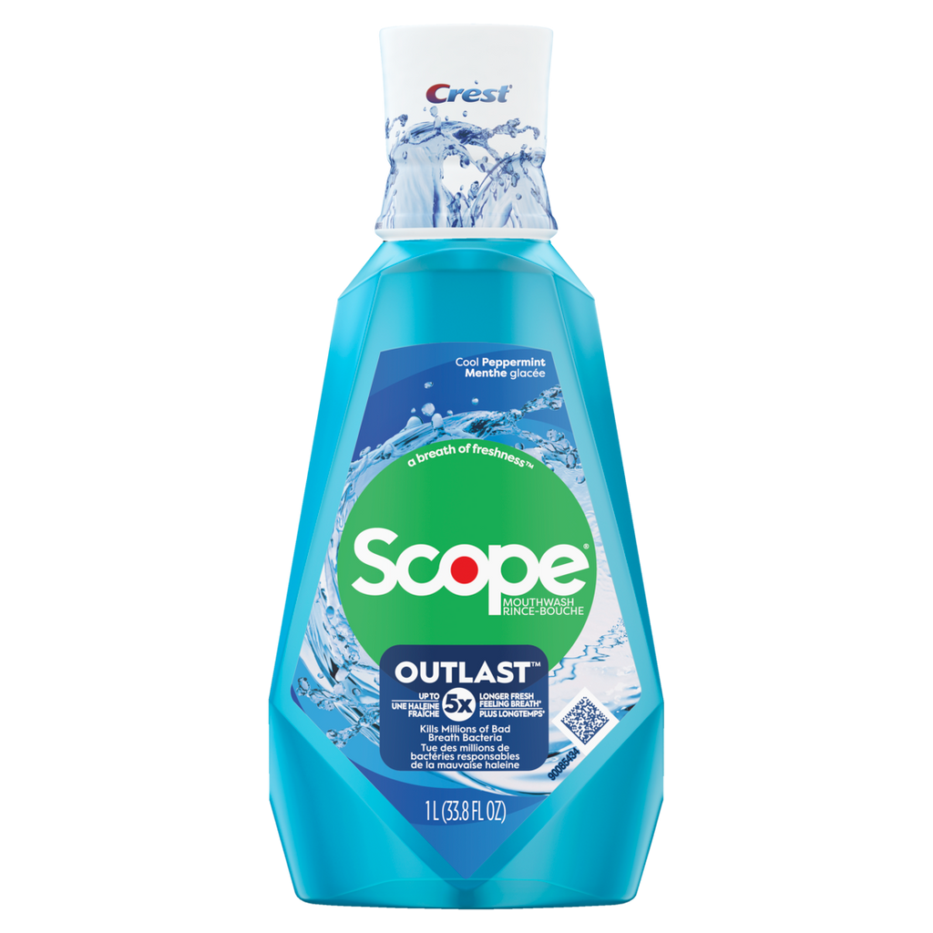 Crest Scope Outlast Mouthwash Cool Peppermint 1L - 33.8oz/6pk