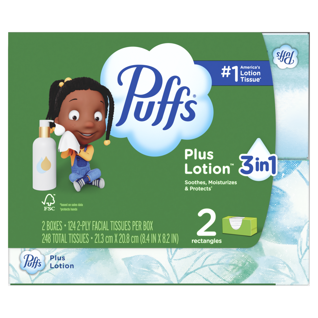 Puffs Plus Lotion Facial Tissue 2 Family Boxes 124 Tissues Per Box - 248ct/12pk