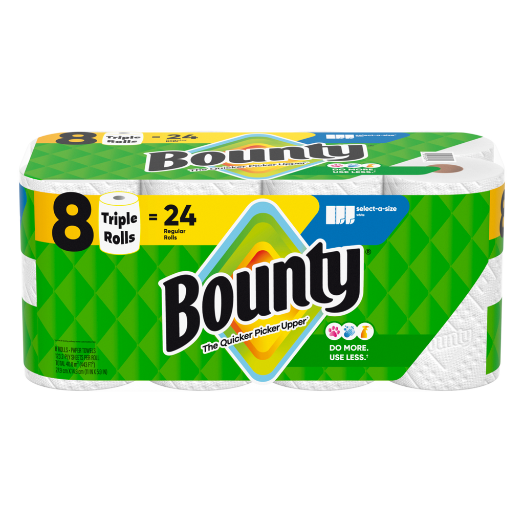Bounty Paper Towels Select-A-Size White 8 Triple Rolls 123 Sheets Per Roll - 8ct/1pk