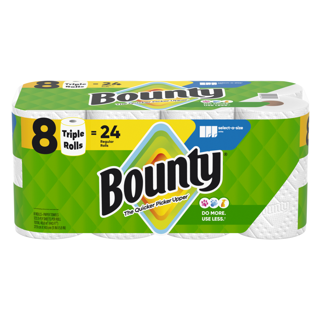 Bounty Paper Towels Select-A-Size White 8 Triple Rolls 123 Sheets Per Roll - 8ct/1pk