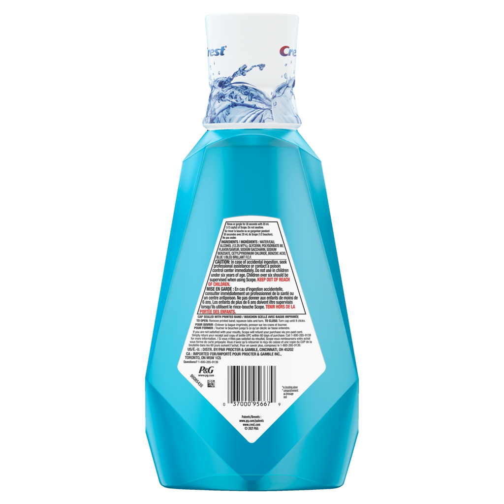 Crest Scope Outlast Mouthwash Cool Peppermint 1L - 33.8oz/6pk