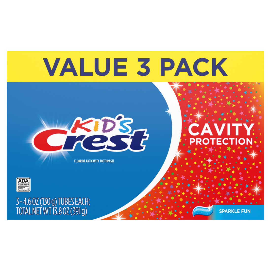 Crest Kids Cavity Protection Toothpaste Sparkle Fun Flavor For Ages 3+ Triple Pack - (3x4.6)oz/4pk