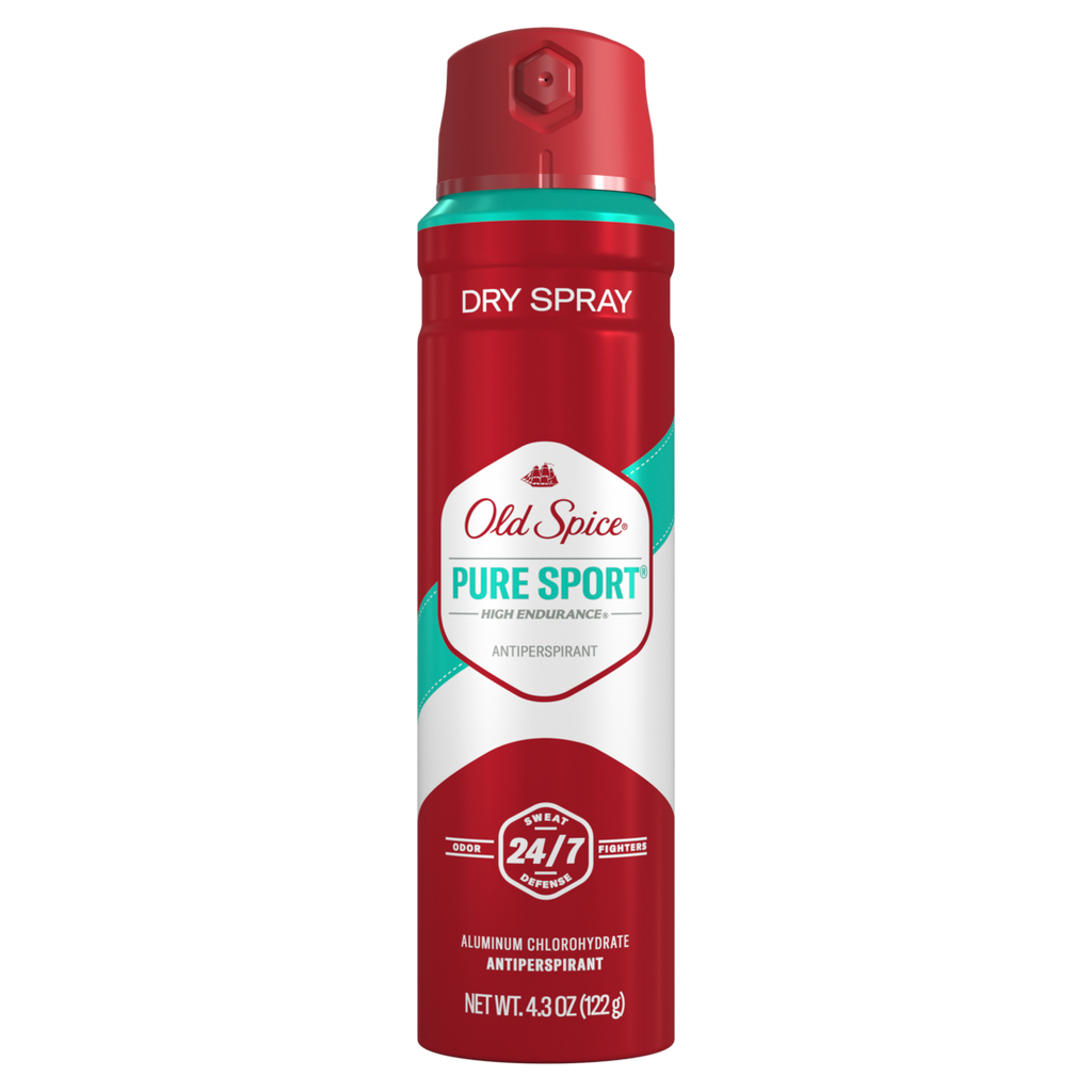 Old Spice Antiperspirant and Deodorant Invisible Dry Spray for Men 24/7 Freshness Lasting Sweat and Odor Protection Legendary Fragrance High Endurance Pure Sport Scent - 4.3oz/12pk